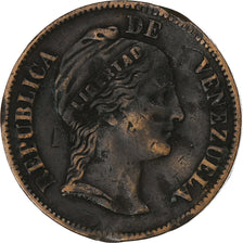 Venezuela, 1 Centavo, 1863, Heaton, Copper, VF(30-35)