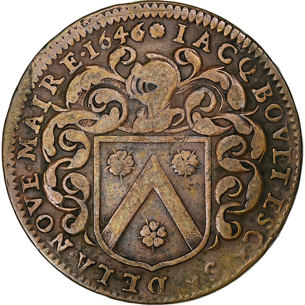 France, Token, Touraine - Jacques Bouet, 1646, Copper, EF(40-45)