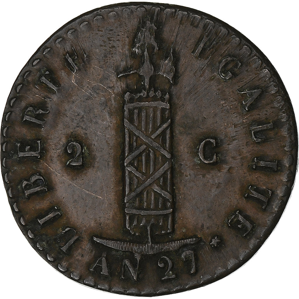 Haiti, 2 Centimes, AN 27 (1830), Copper, VF(30-35), KM:A22