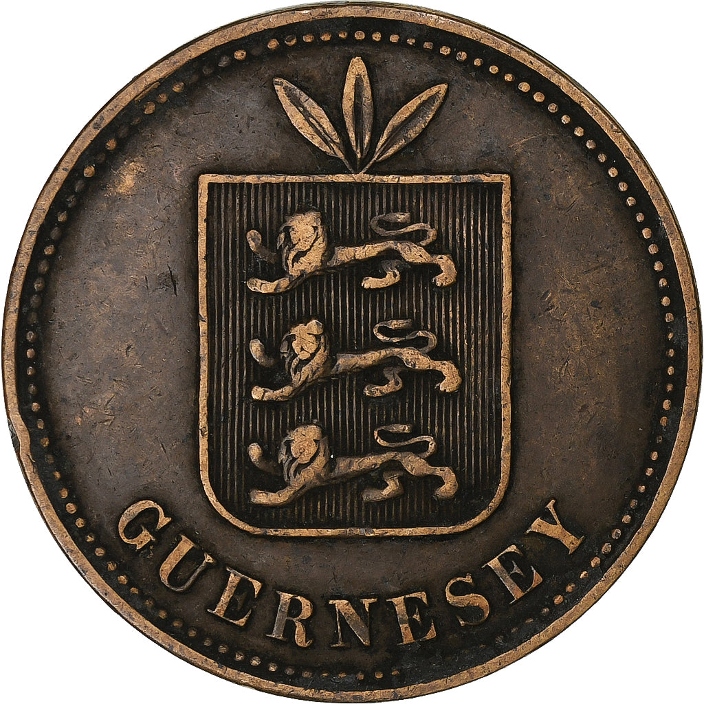 Guernsey, Victoria, 4 Doubles, 1868, Heaton, Bronze, VF(30-35), KM:5