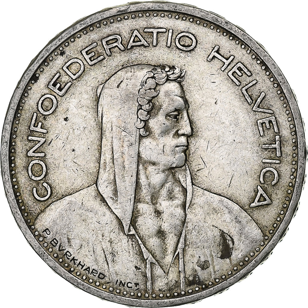Switzerland, 5 Francs, Herdsman, 1933, Bern, Silver, VF(20-25), KM:40
