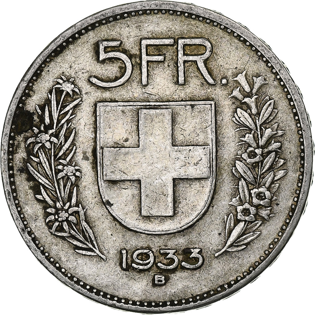 Switzerland, 5 Francs, Herdsman, 1933, Bern, Silver, VF(20-25), KM:40