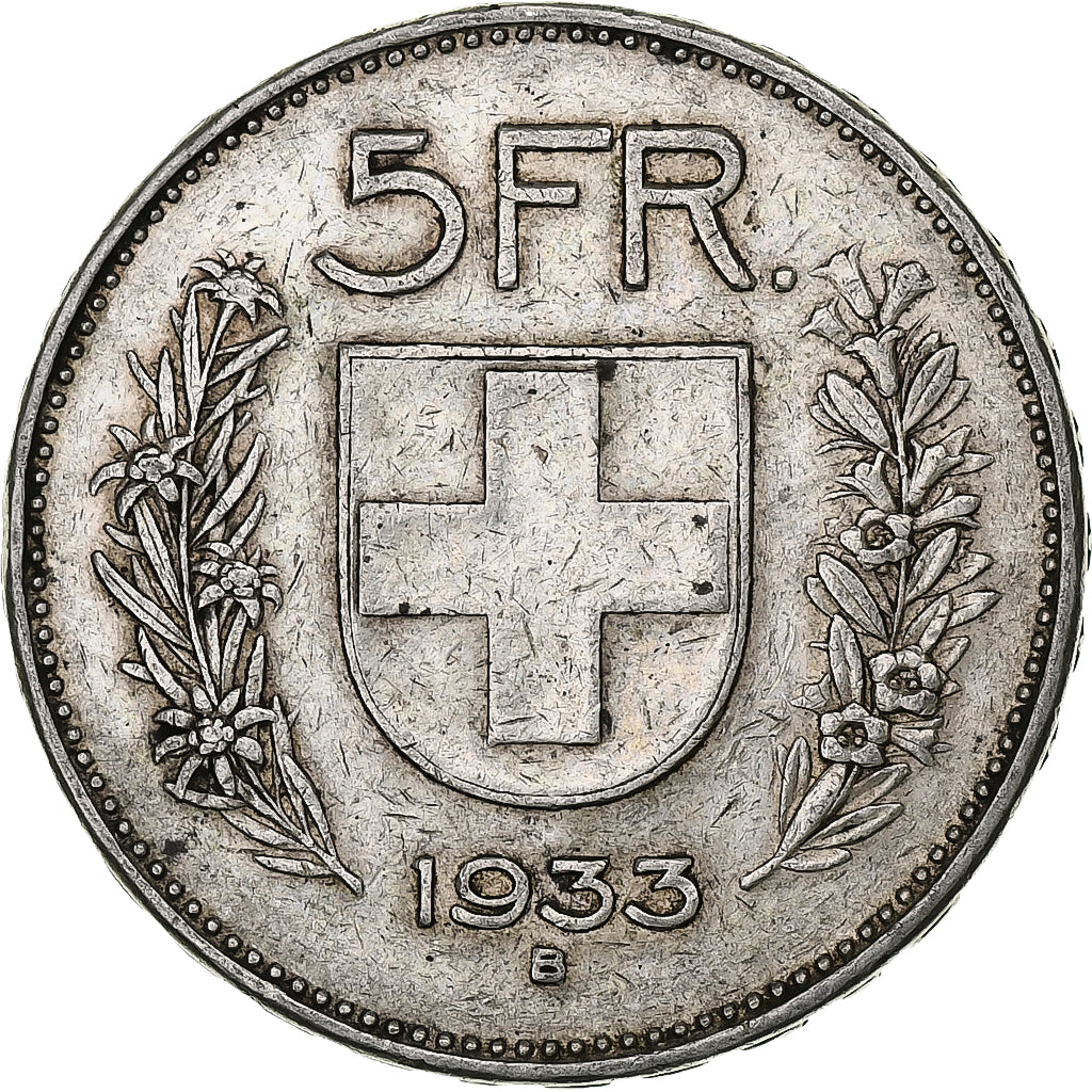 Switzerland, 5 Francs, Herdsman, 1933, Bern, Silver, VF(20-25), KM:40