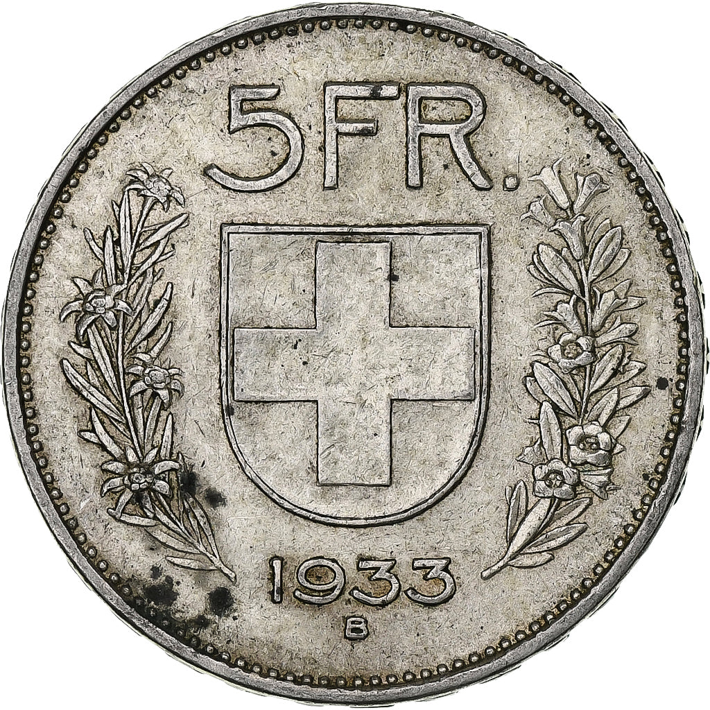 Switzerland, 5 Francs, Herdsman, 1933, Bern, Silver, VF(30-35), KM:40
