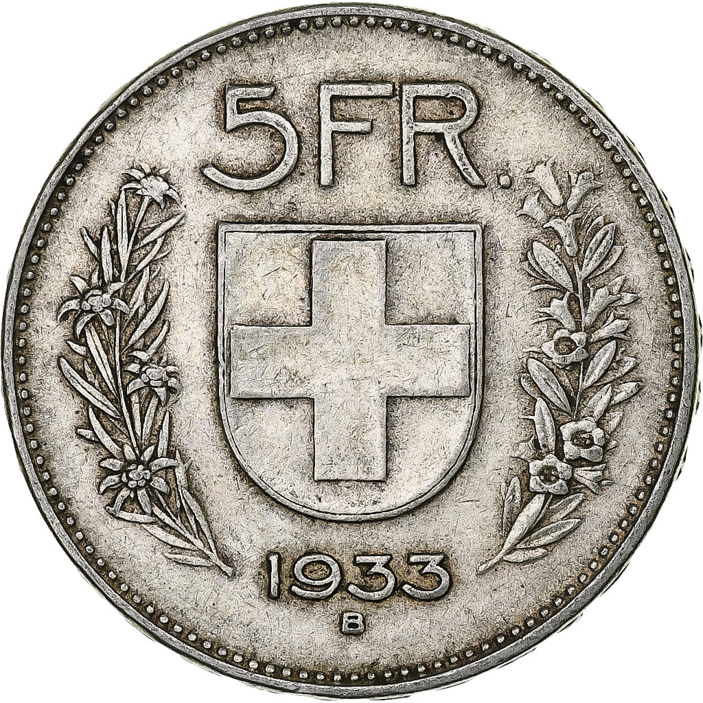 Switzerland, 5 Francs, Herdsman, 1933, Bern, Silver, VF(30-35), KM:40