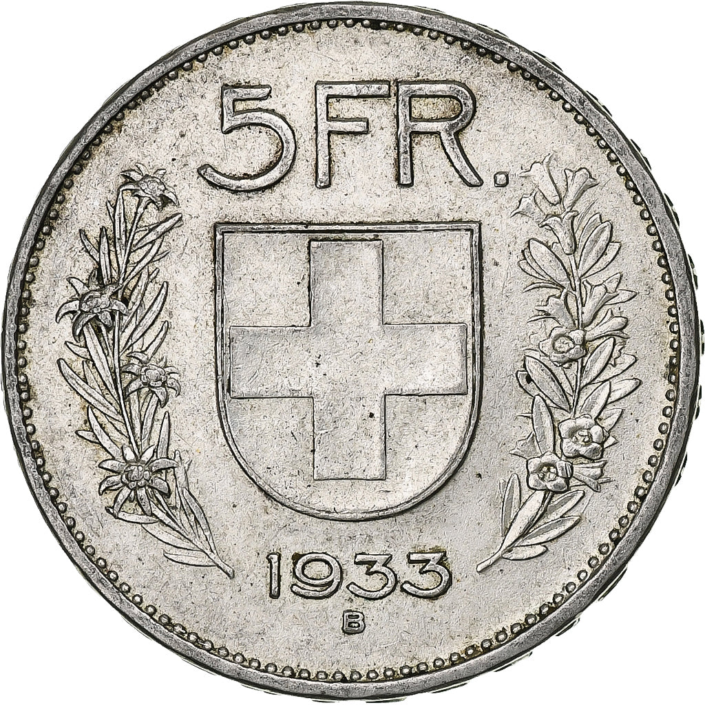 Switzerland, 5 Francs, Herdsman, 1933, Bern, Silver, VF(30-35), KM:40