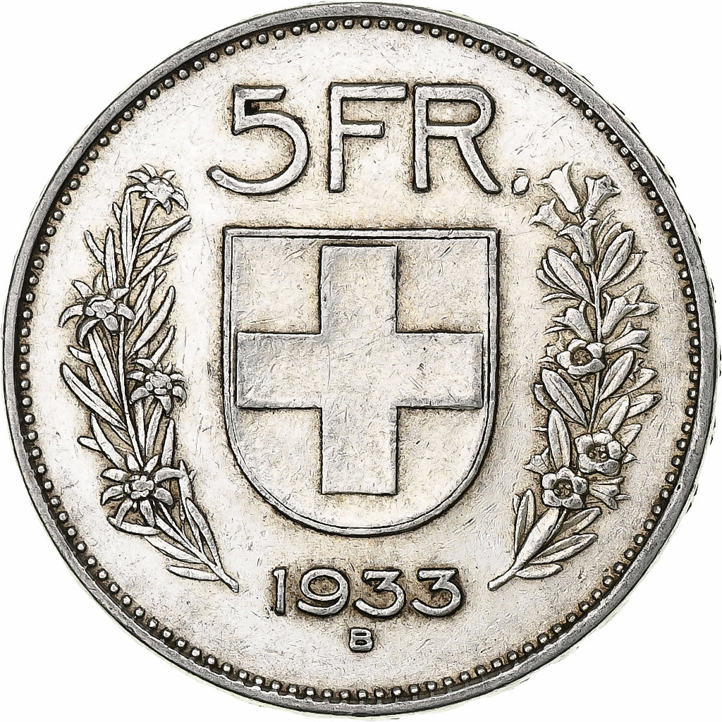 Schweiz, 5 Francs, Herdsman, 1933, Bern, Silber, S+, KM:40