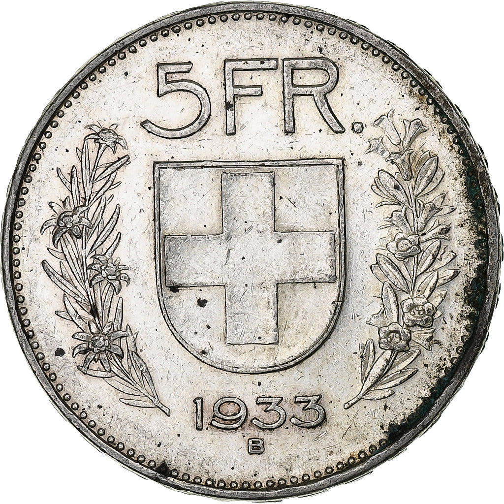 Switzerland, 5 Francs, Herdsman, 1933, Bern, Silver, EF(40-45), KM:40