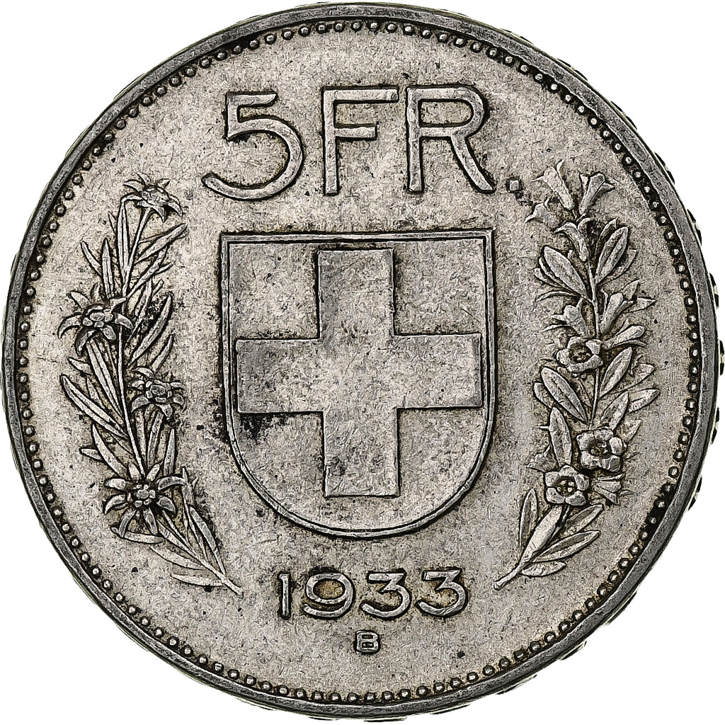 Switzerland, 5 Francs, Herdsman, 1933, Bern, Silver, EF(40-45), KM:40