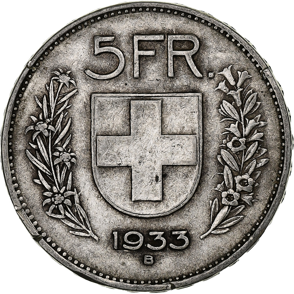 Switzerland, 5 Francs, Herdsman, 1933, Bern, Silver, VF(20-25), KM:40