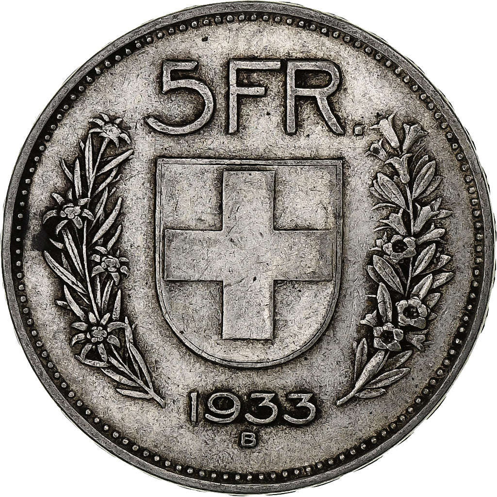 Schweiz, 5 Francs, Herdsman, 1933, Bern, Silber, S, KM:40