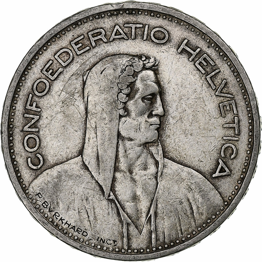 Switzerland, 5 Francs, Herdsman, 1933, Bern, Silver, VF(20-25), KM:40