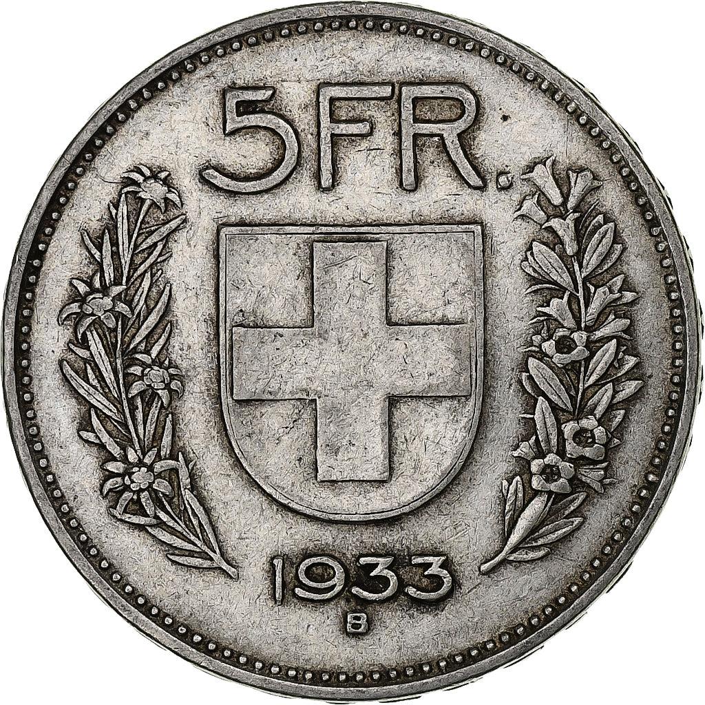 Switzerland, 5 Francs, Herdsman, 1933, Bern, Silver, VF(20-25), KM:40