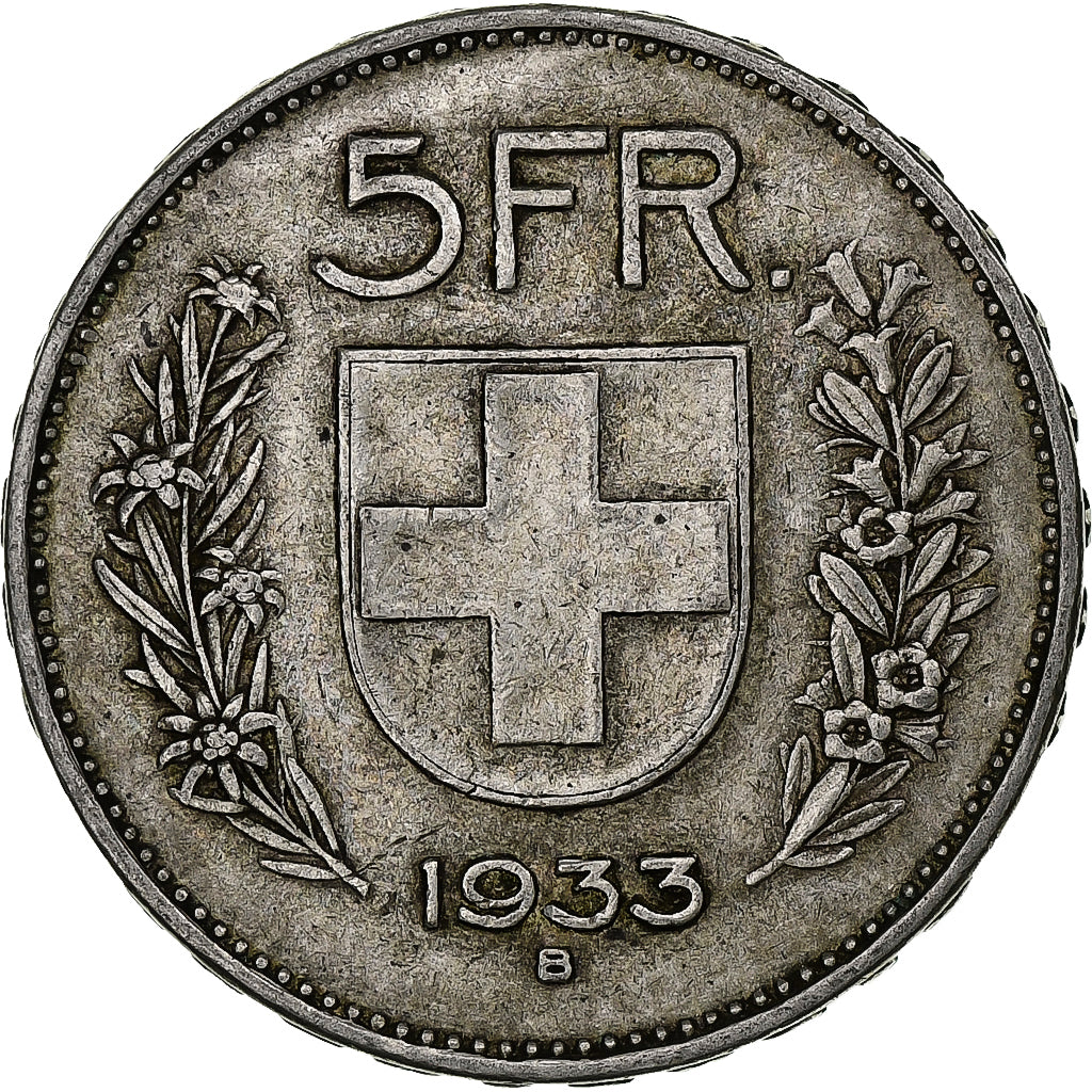 Switzerland, 5 Francs, Herdsman, 1933, Bern, Silver, VF(20-25), KM:40