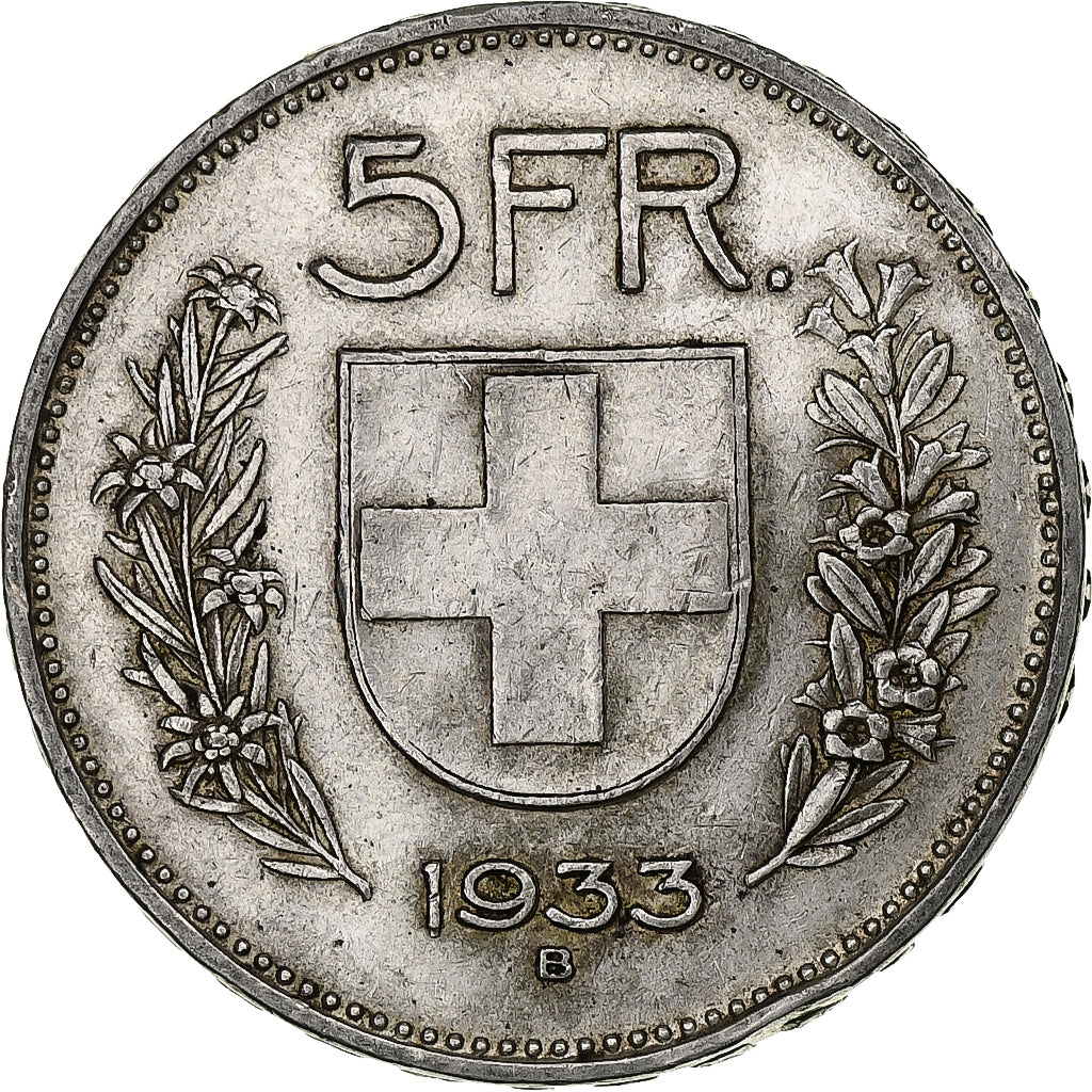 Svizzera, 5 Francs, Herdsman, 1933, Bern, Argento, MB+, KM:40