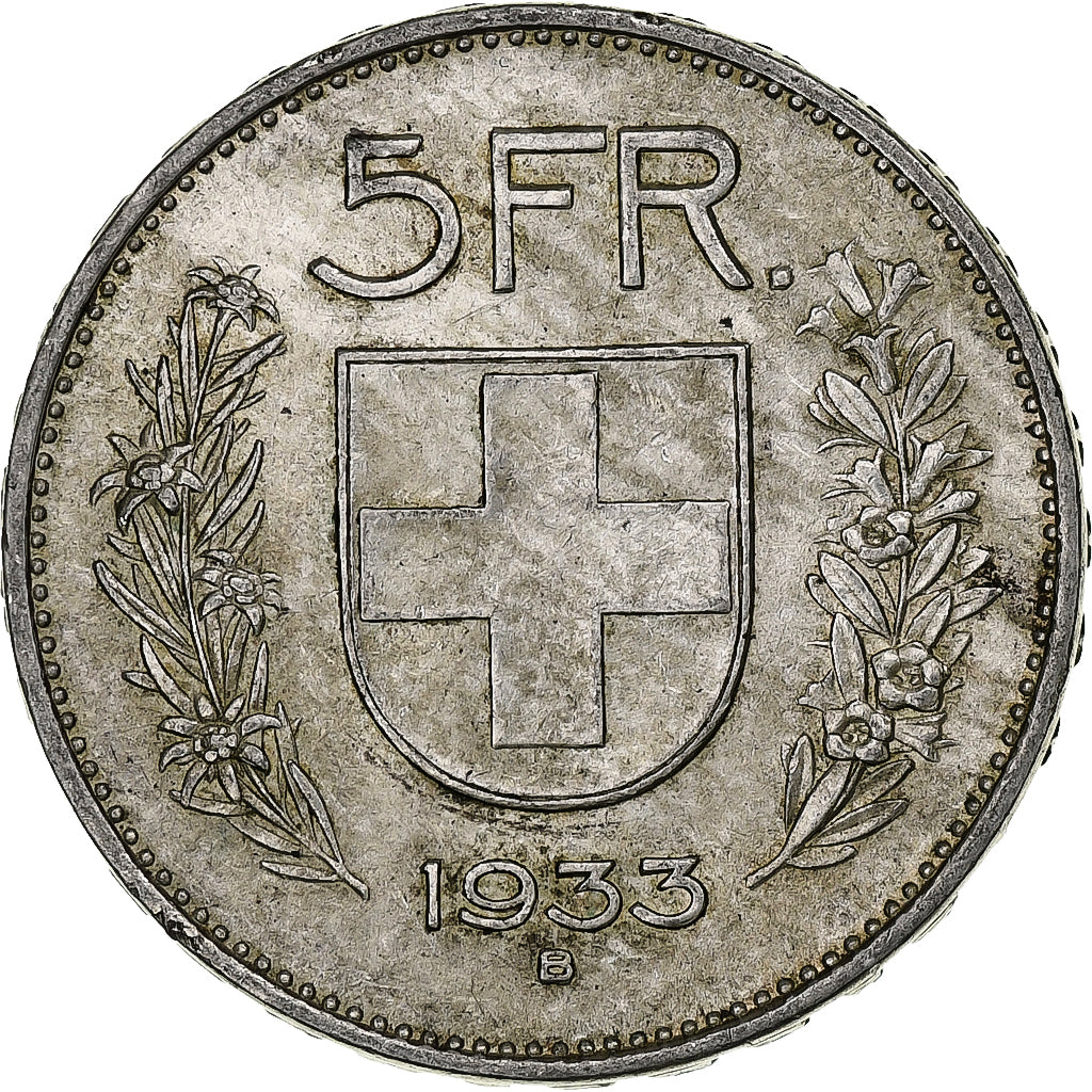 Switzerland, 5 Francs, Herdsman, 1933, Bern, Silver, VF(30-35), KM:40