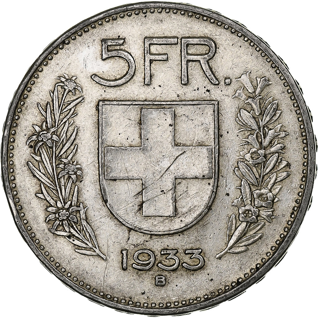 Szwajcaria, 5 Francs, Herdsman, 1933, Bern, Srebro, EF(40-45), KM:40