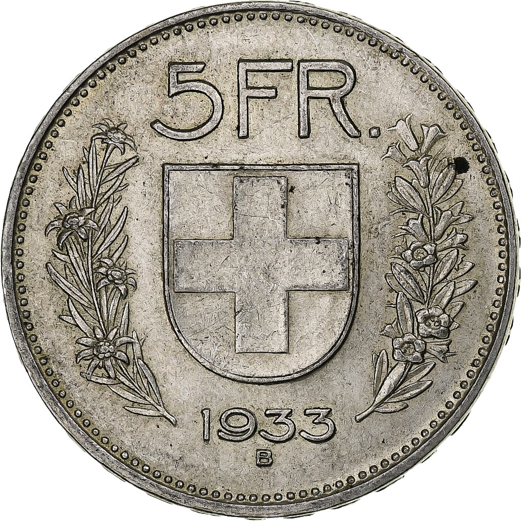 Schweiz, 5 Francs, Herdsman, 1933, Bern, Silber, SS, KM:40