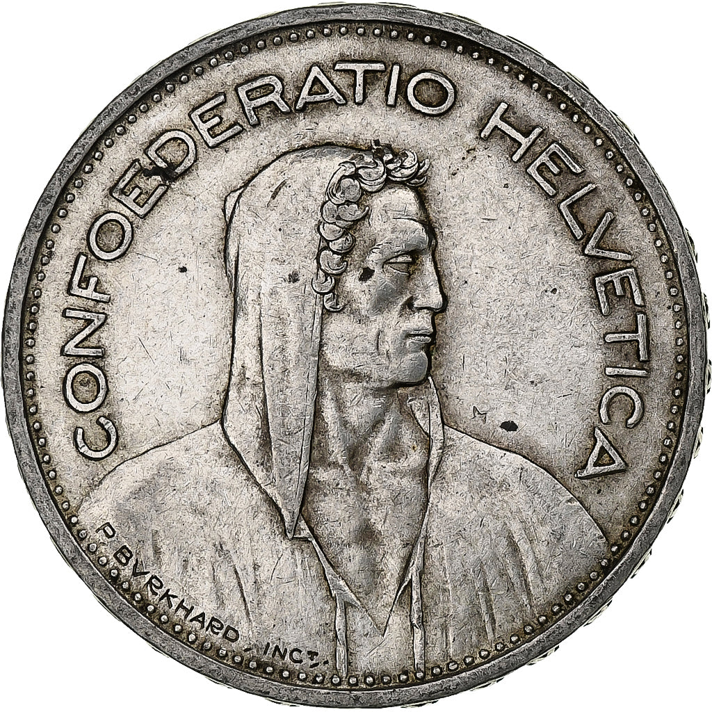 Svizzera, 5 Francs, Herdsman, 1933, Bern, Argento, BB, KM:40