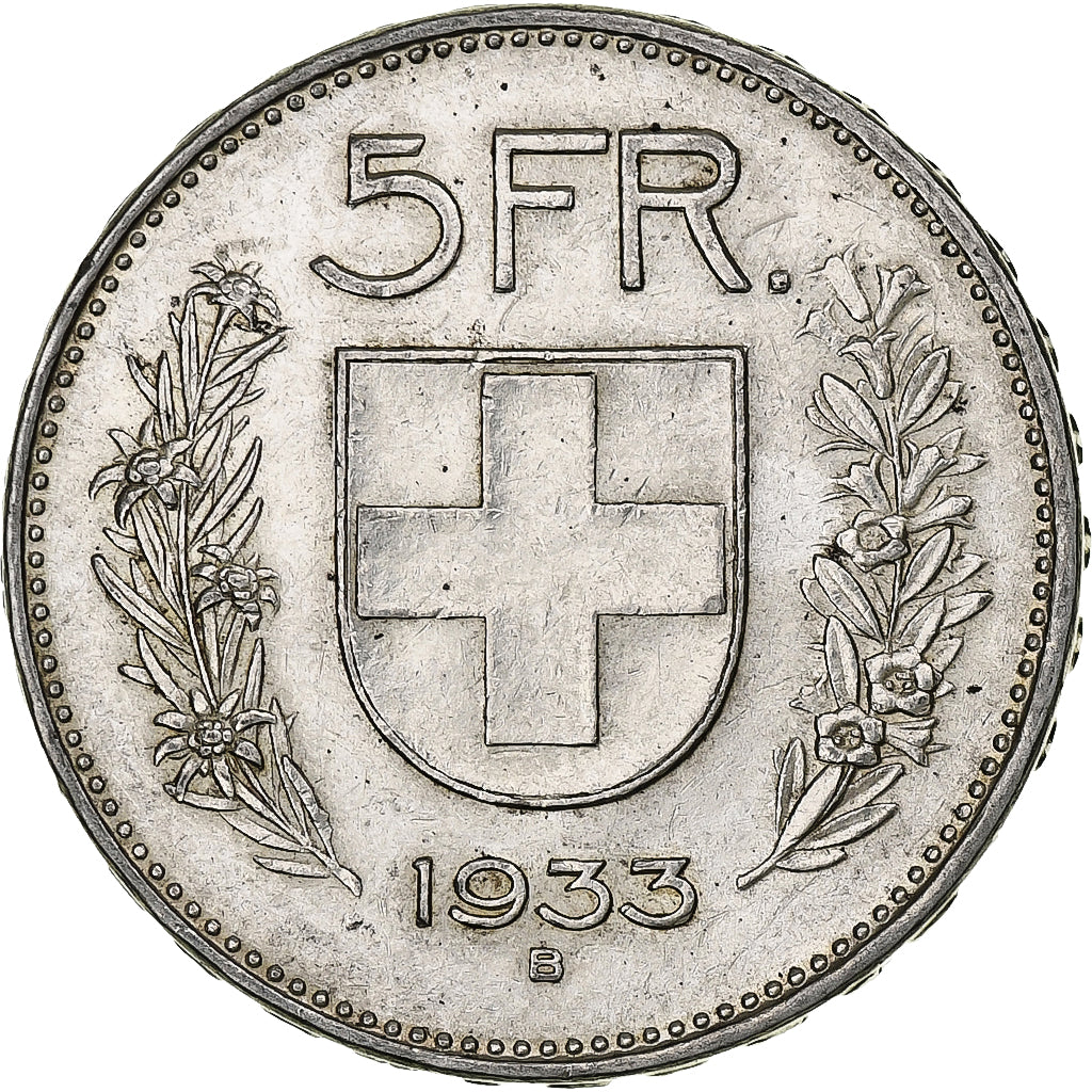 Switzerland, 5 Francs, Herdsman, 1933, Bern, Silver, AU(50-53), KM:40