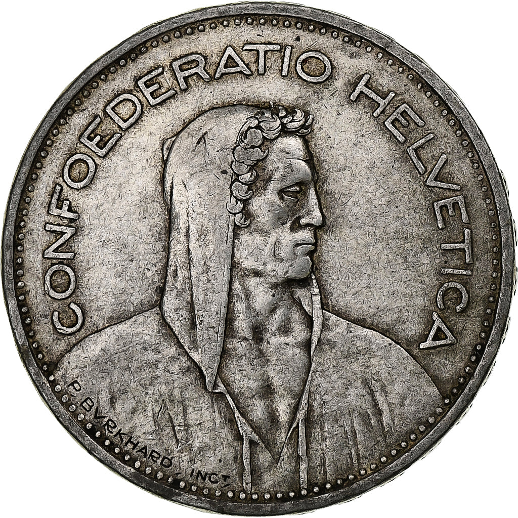 Switzerland, 5 Francs, Herdsman, 1935, Bern, Silver, VF(20-25), KM:40