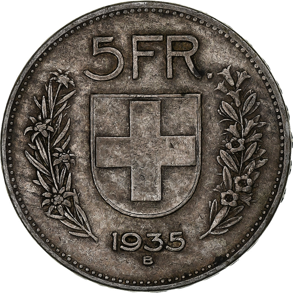 Switzerland, 5 Francs, Herdsman, 1935, Bern, Silver, VF(20-25), KM:40