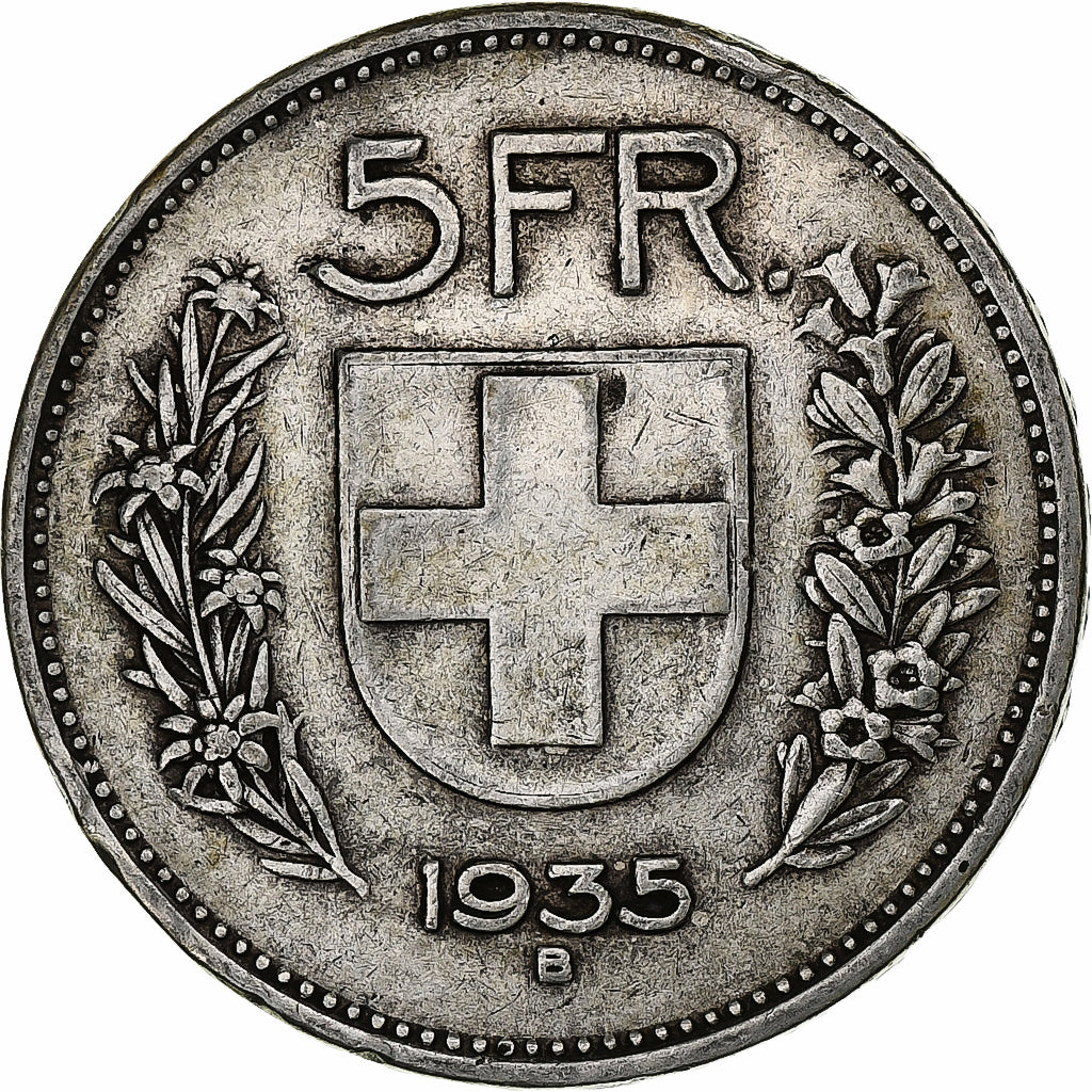 Switzerland, 5 Francs, Herdsman, 1935, Bern, Silver, VF(20-25), KM:40
