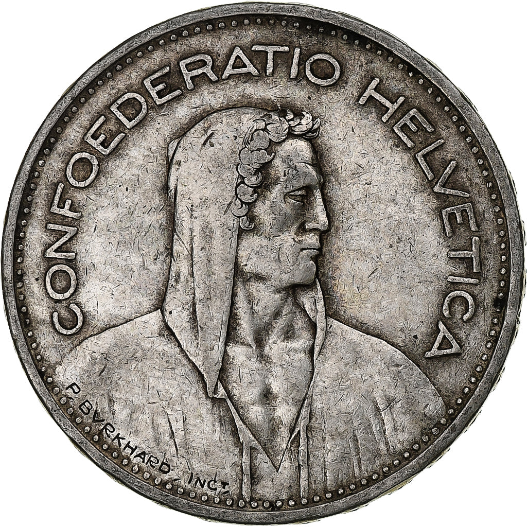 Switzerland, 5 Francs, Herdsman, 1935, Bern, Silver, VF(20-25), KM:40