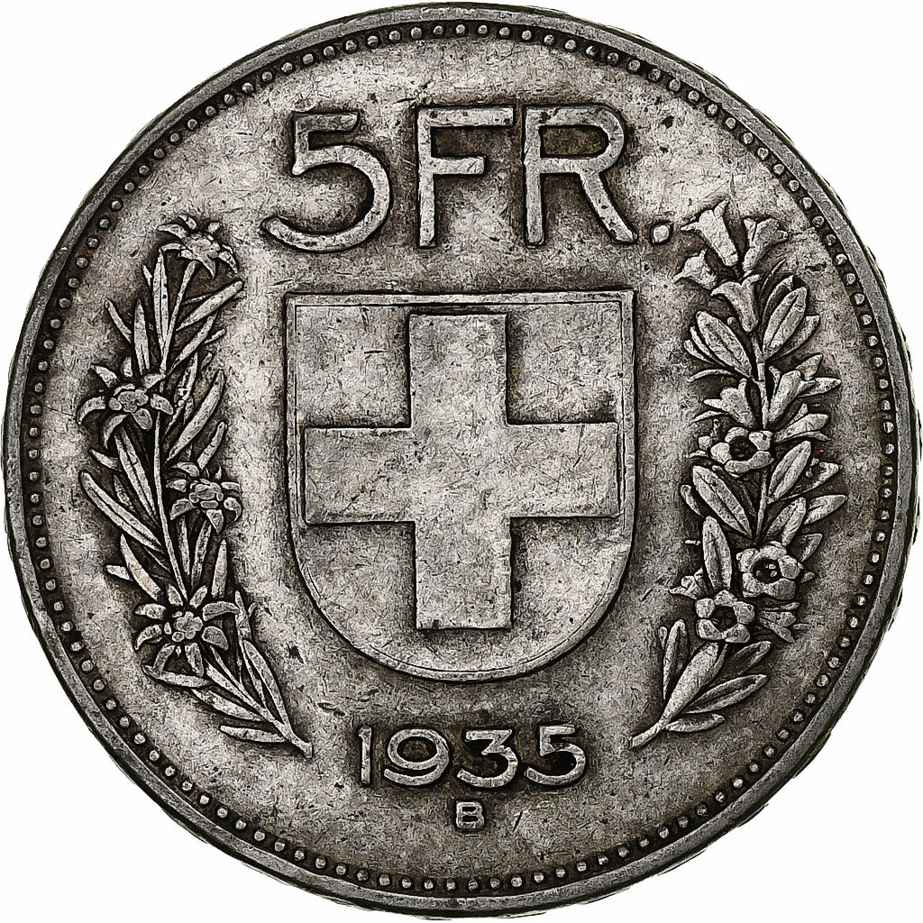 Switzerland, 5 Francs, Herdsman, 1935, Bern, Silver, VF(20-25), KM:40
