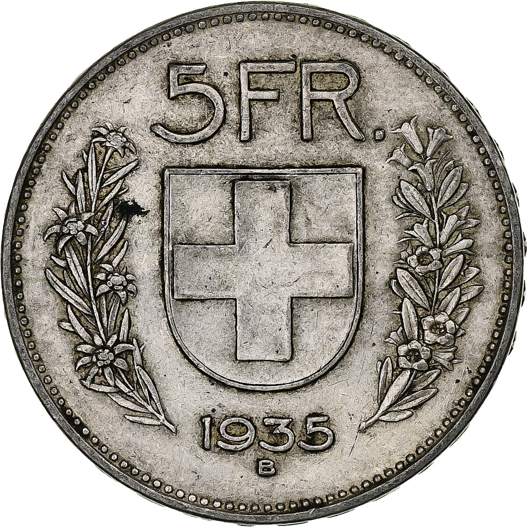 Switzerland, 5 Francs, Herdsman, 1935, Bern, Silver, VF(20-25), KM:40