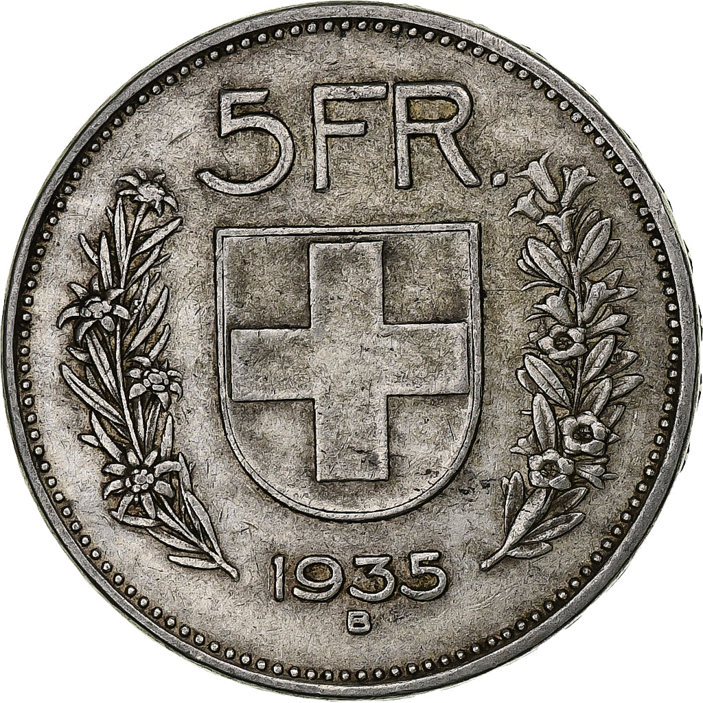 Switzerland, 5 Francs, Herdsman, 1935, Bern, Silver, VF(20-25), KM:40