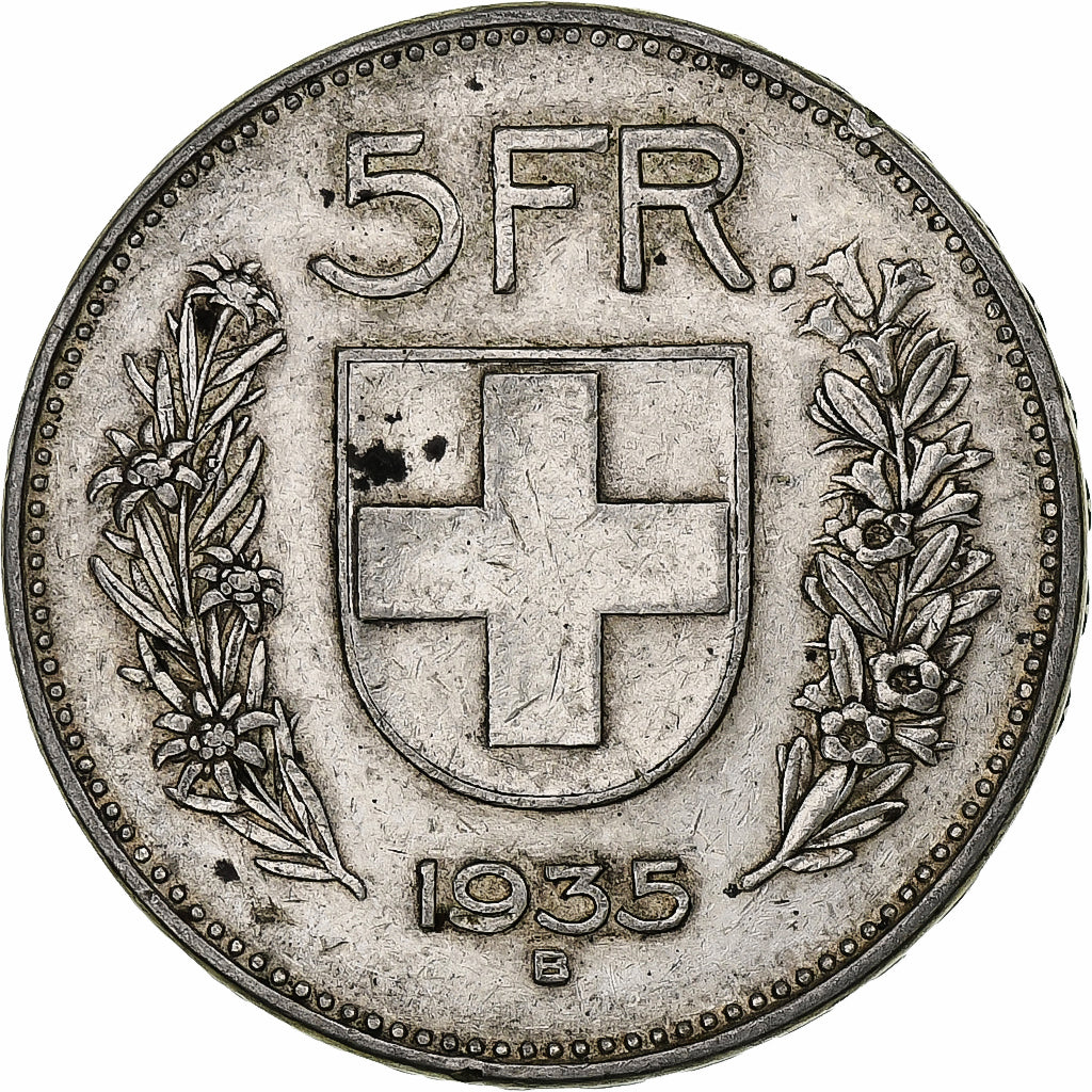 Switzerland, 5 Francs, Herdsman, 1935, Bern, Silver, VF(30-35), KM:40
