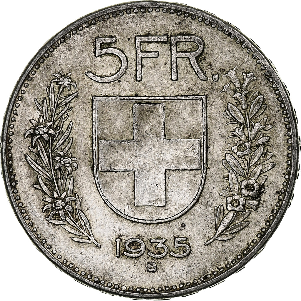 Svizzera, 5 Francs, Herdsman, 1935, Bern, Argento, MB+, KM:40