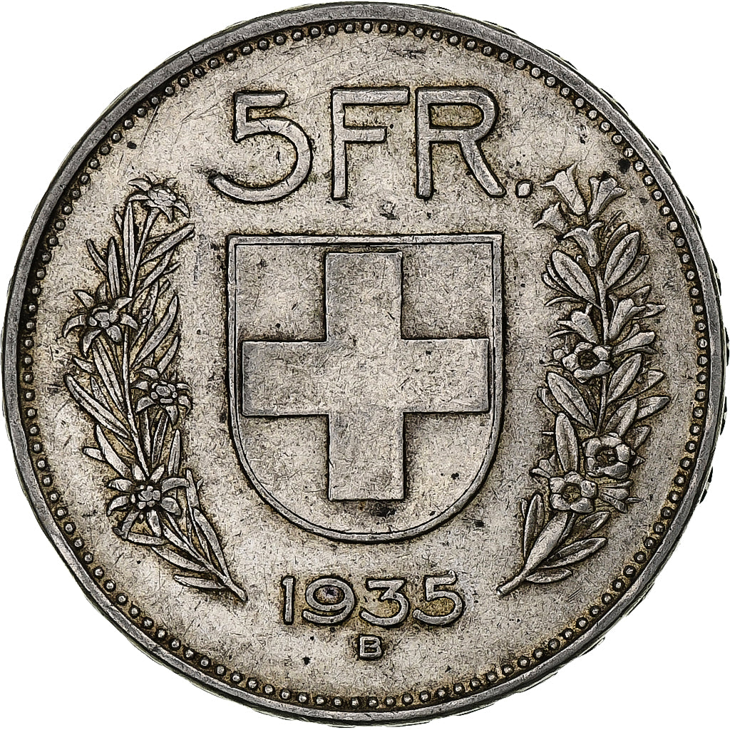 Switzerland, 5 Francs, Herdsman, 1935, Bern, Silver, VF(30-35), KM:40