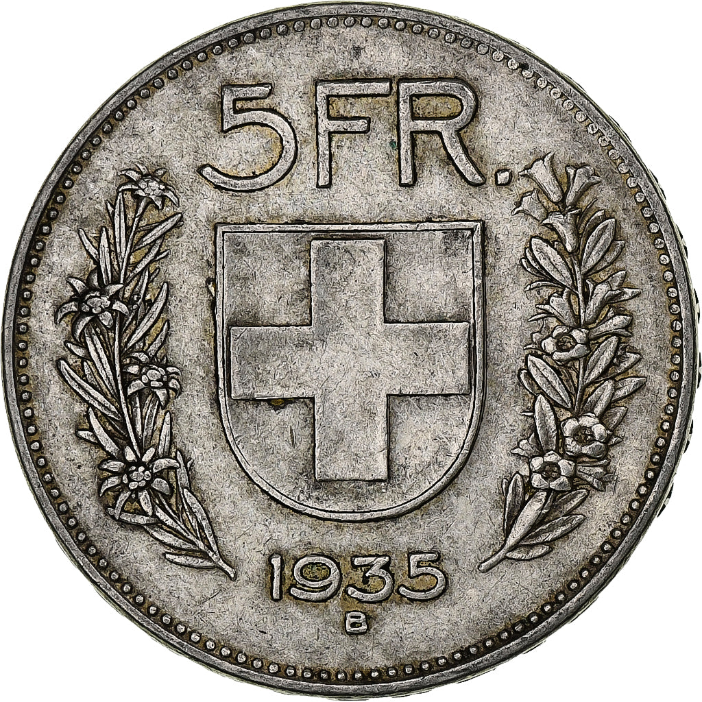 Switzerland, 5 Francs, Herdsman, 1935, Bern, Silver, VF(30-35), KM:40