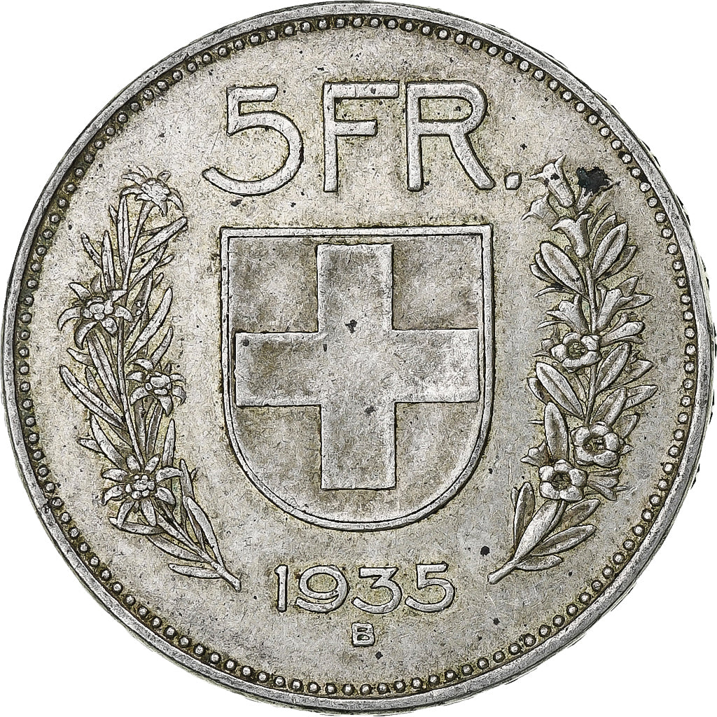 Switzerland, 5 Francs, Herdsman, 1935, Bern, Silver, EF(40-45), KM:40