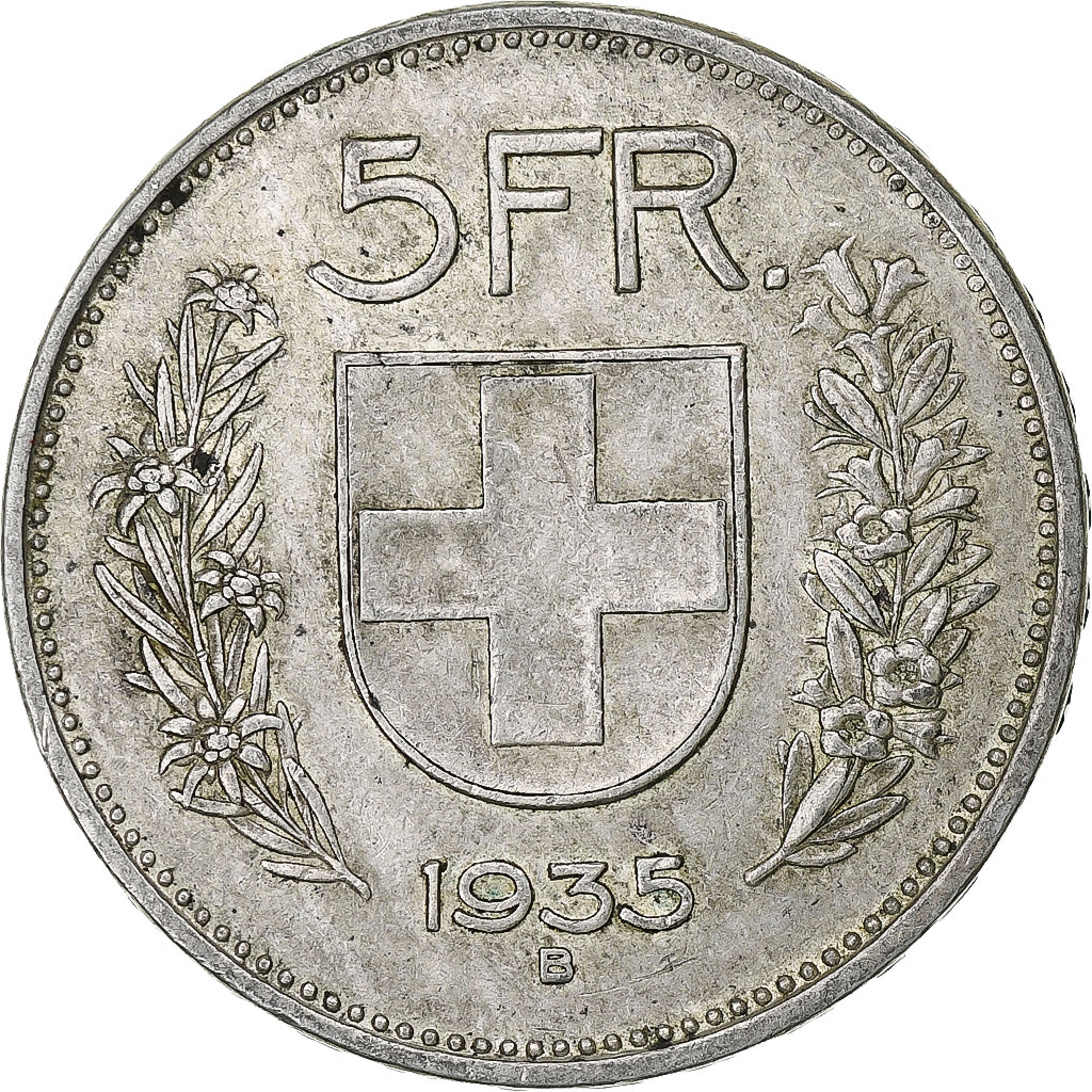 Schweiz, 5 Francs, Herdsman, 1935, Bern, Silber, SS, KM:40