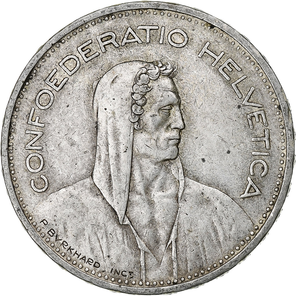 Switzerland, 5 Francs, Herdsman, 1935, Bern, Silver, EF(40-45), KM:40