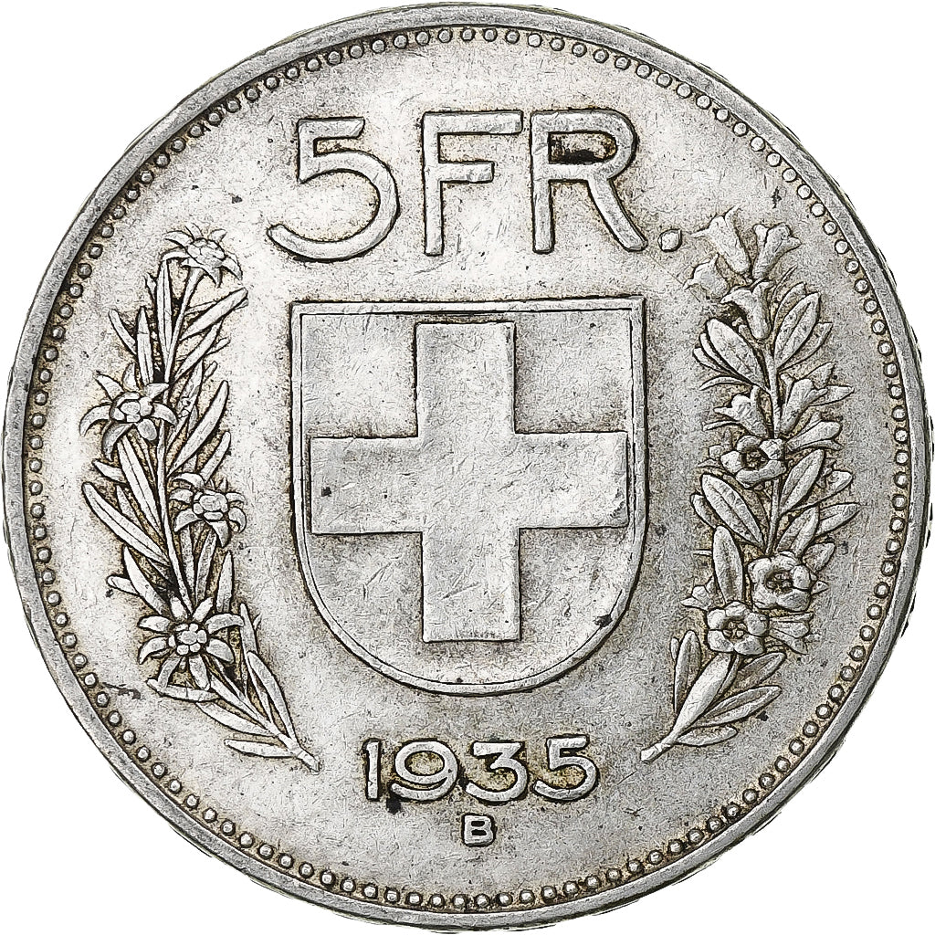 Switzerland, 5 Francs, Herdsman, 1935, Bern, Silver, EF(40-45), KM:40