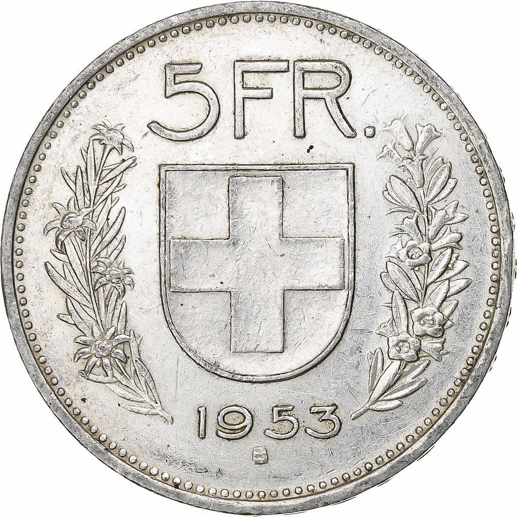 Switzerland, 5 Francs, Herdsman, 1953, Bern, Silver, VF(30-35), KM:40