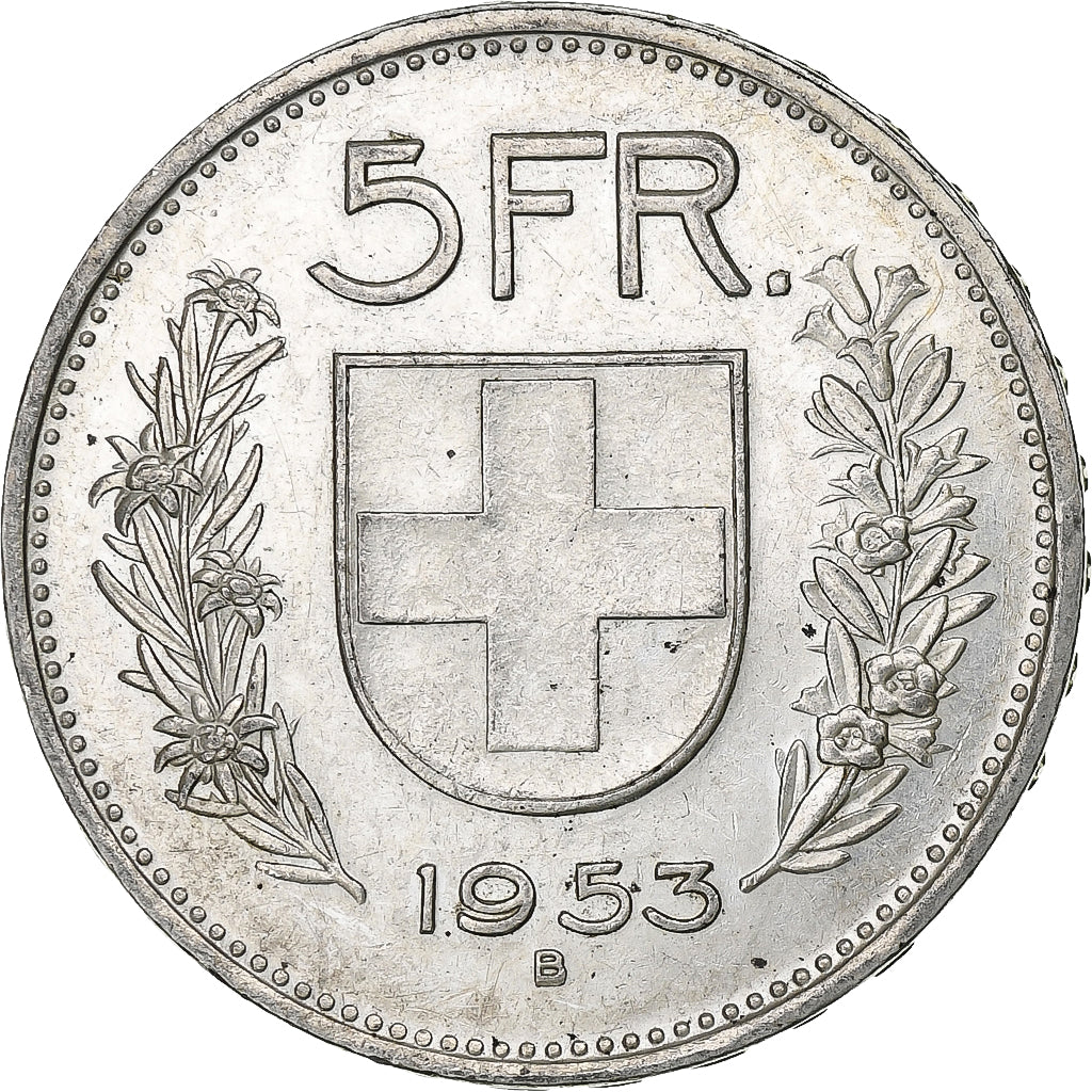 Switzerland, 5 Francs, Herdsman, 1953, Bern, Silver, VF(30-35), KM:40