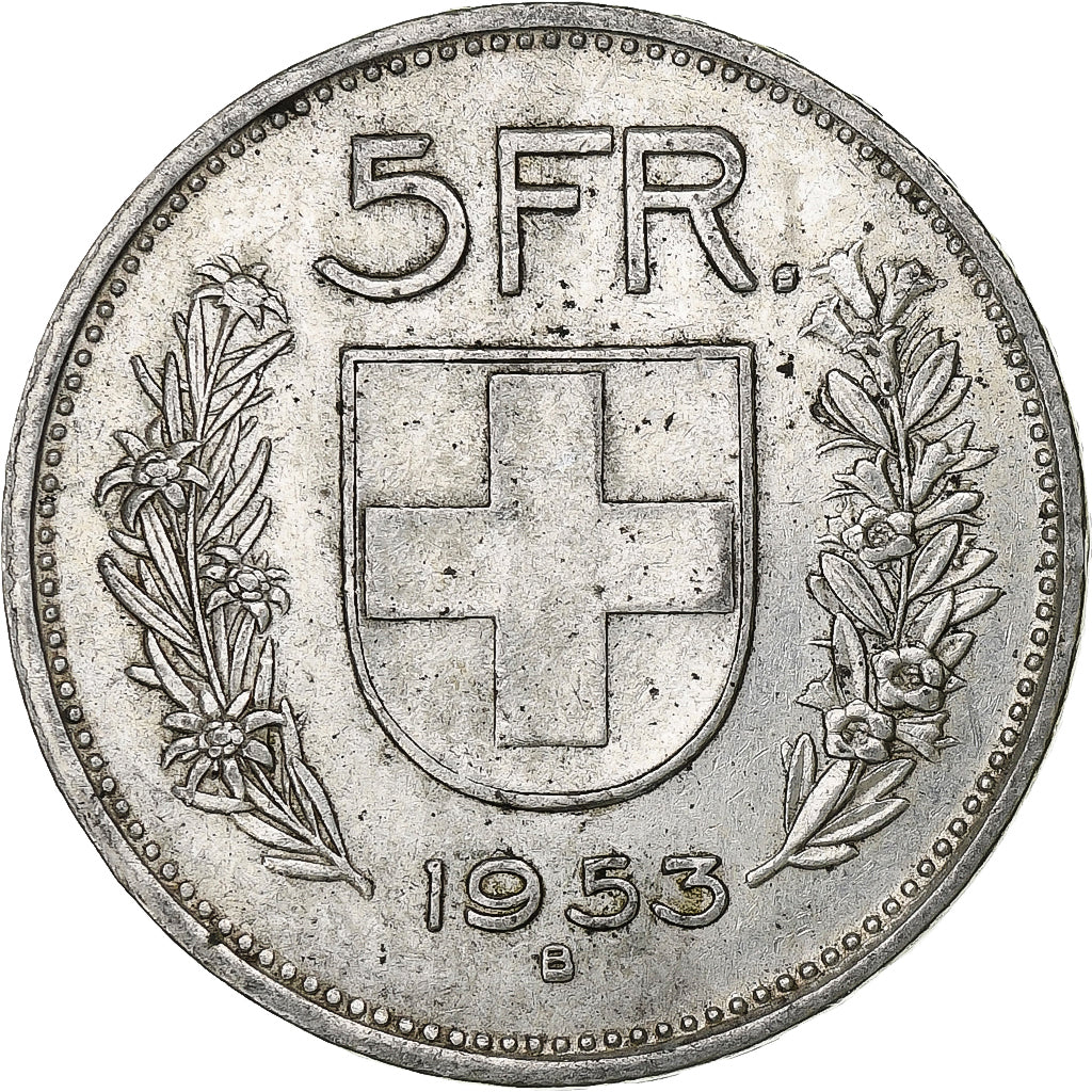 Switzerland, 5 Francs, Herdsman, 1953, Bern, Silver, VF(30-35), KM:40