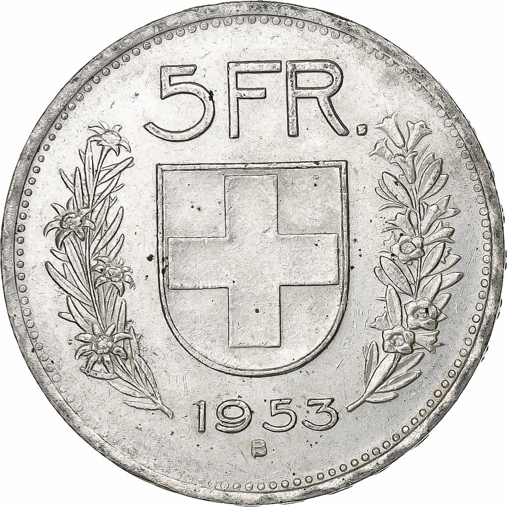 Switzerland, 5 Francs, Herdsman, 1953, Bern, Silver, VF(30-35), KM:40