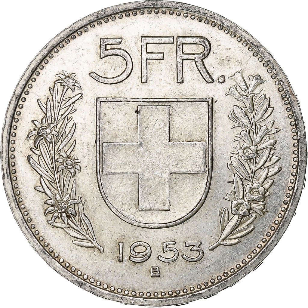 Switzerland, 5 Francs, Herdsman, 1953, Bern, Silver, VF(30-35), KM:40