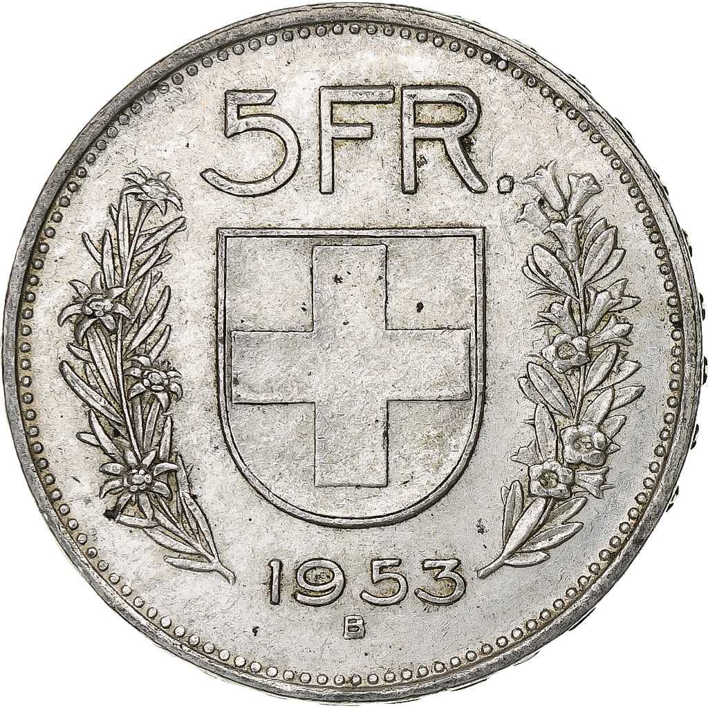 Switzerland, 5 Francs, Herdsman, 1953, Bern, Silver, EF(40-45), KM:40