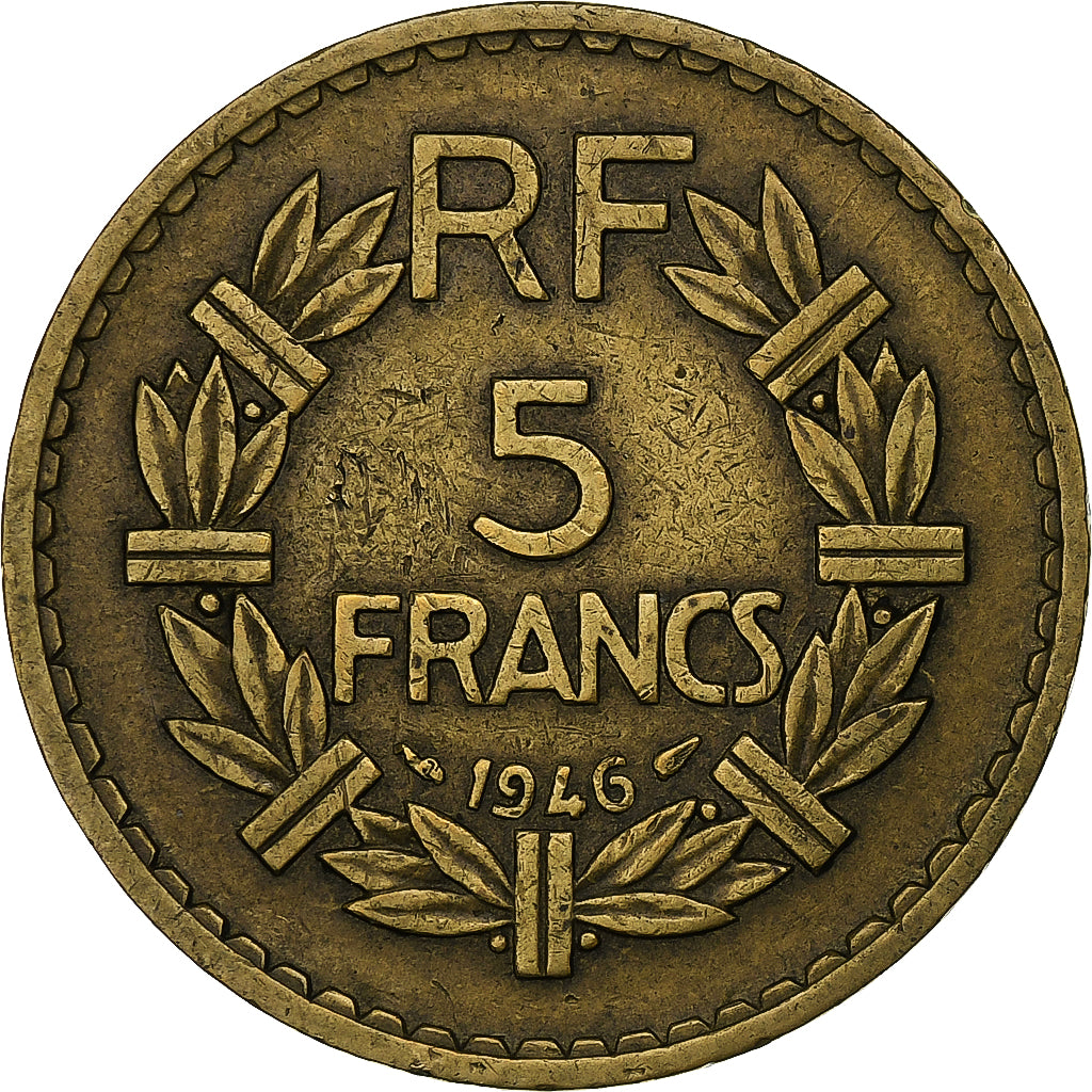 Francia, 5 Francs, Lavrillier, 1946, Pessac, Rame-alluminio, BB, Gadoury:761a
