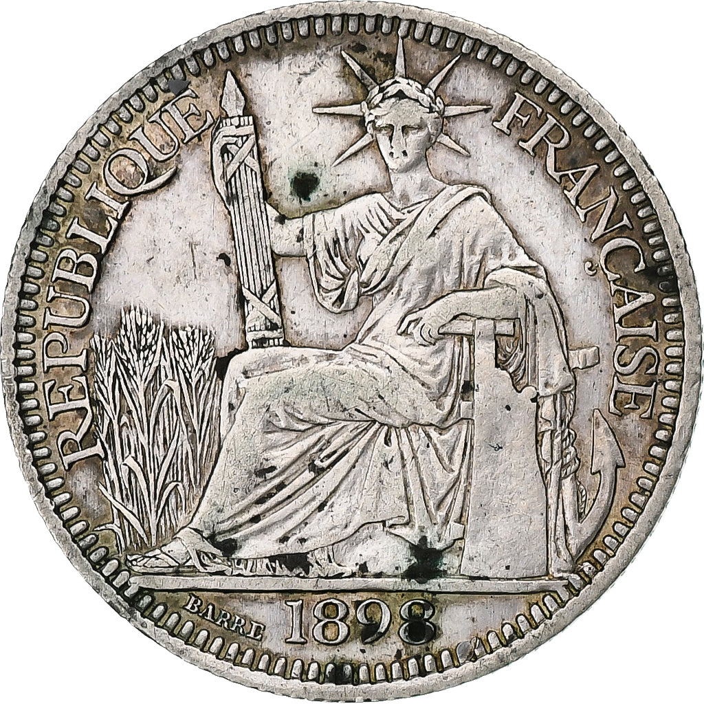 French Indochina, 10 Cents, 1898, Paris, Silver, VF(30-35), KM:9