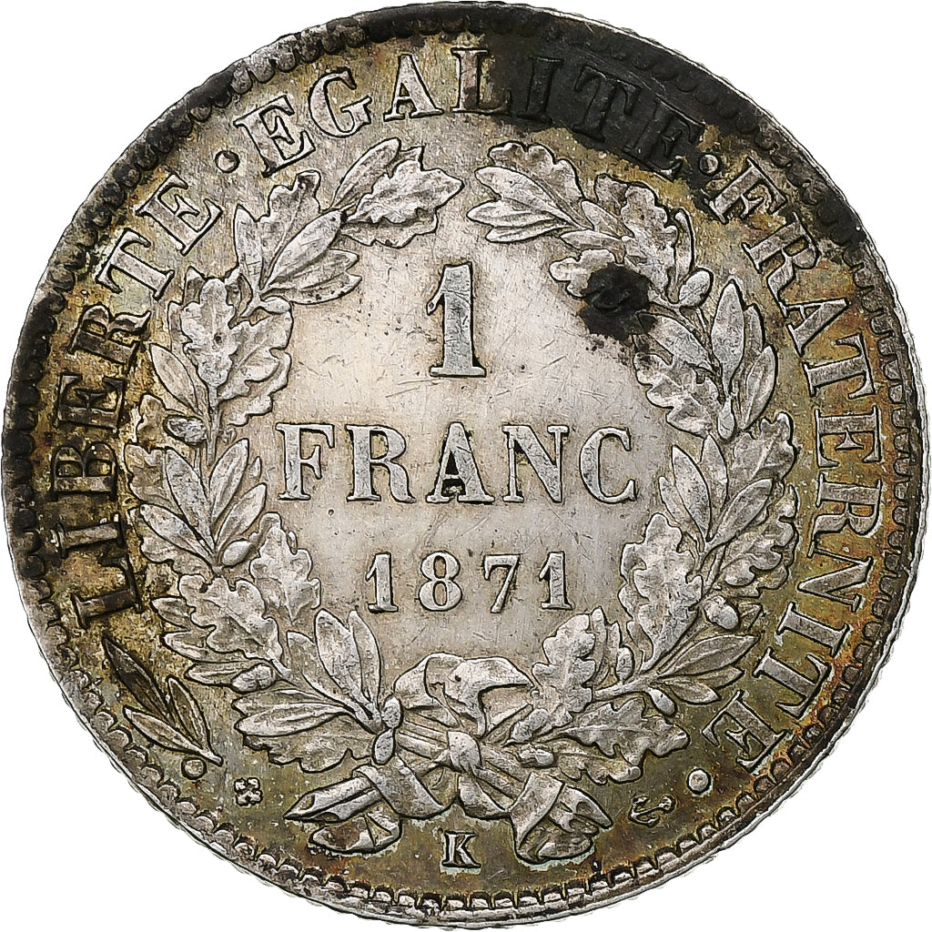 France, Franc, Cérès, 1871, Bordeaux, Argent, SUP, Gadoury:465