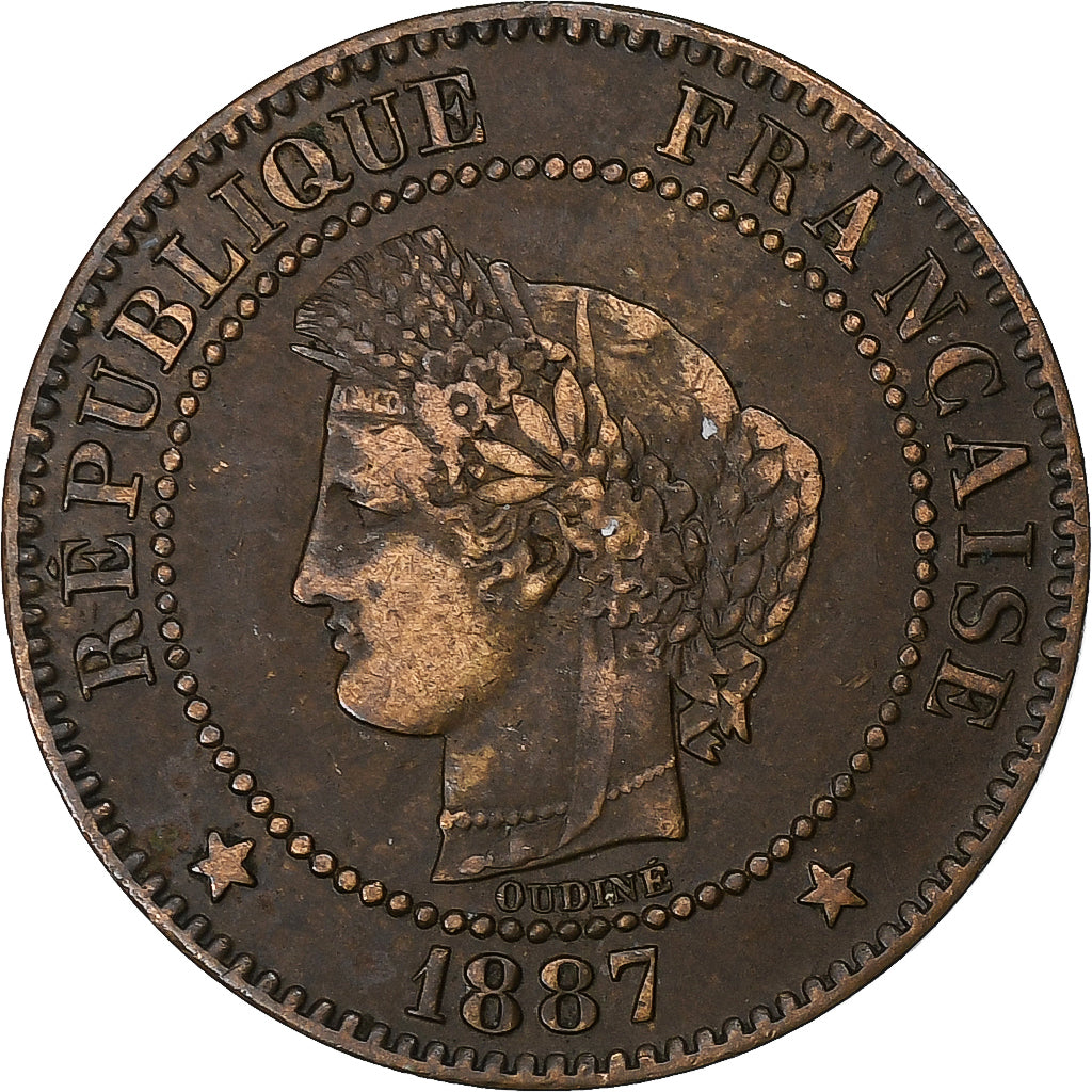 France, 2 Centimes, Cérès, 1887, Paris, Bronze, TB, Gadoury:105