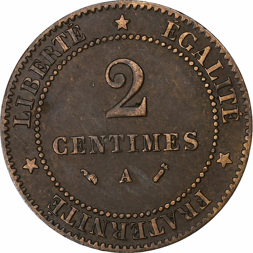 France, 2 Centimes, Cérès, 1887, Paris, Bronze, TB, Gadoury:105
